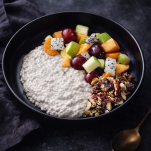 COCONUT CHIA YOGURT PARFAIT PLATTER WITH FRESH FRUIT AND GRANOLA
